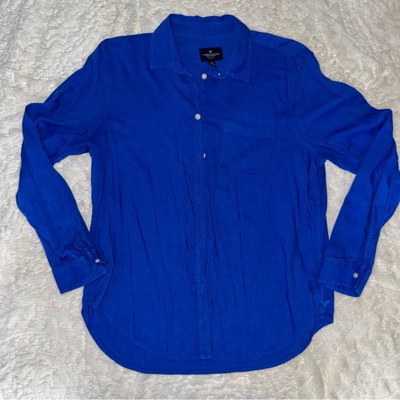 American Eagle Outfitters Tops - American Eagle Outfitters Vibrant Blue Casual Shirt